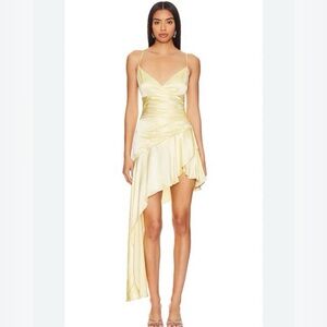 Bardot Asymmetrical Yellow Dress